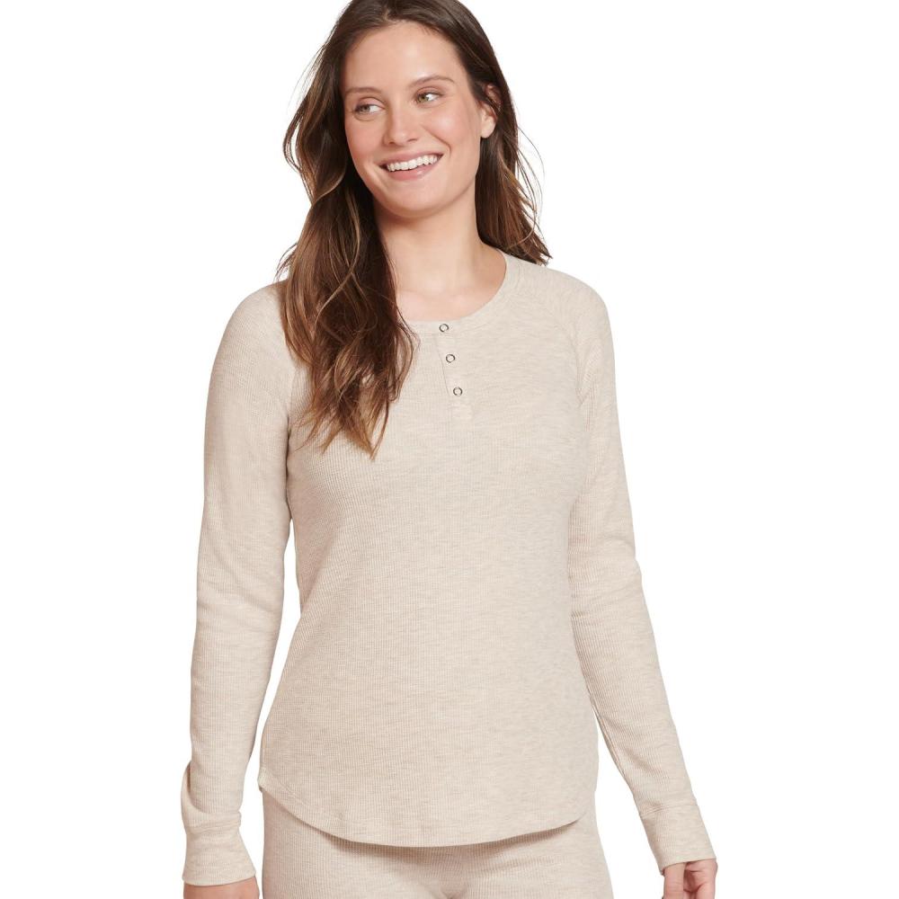imageJockey Womens Loungewear Long Sleeve Waffle HenleyOatmeal Heather
