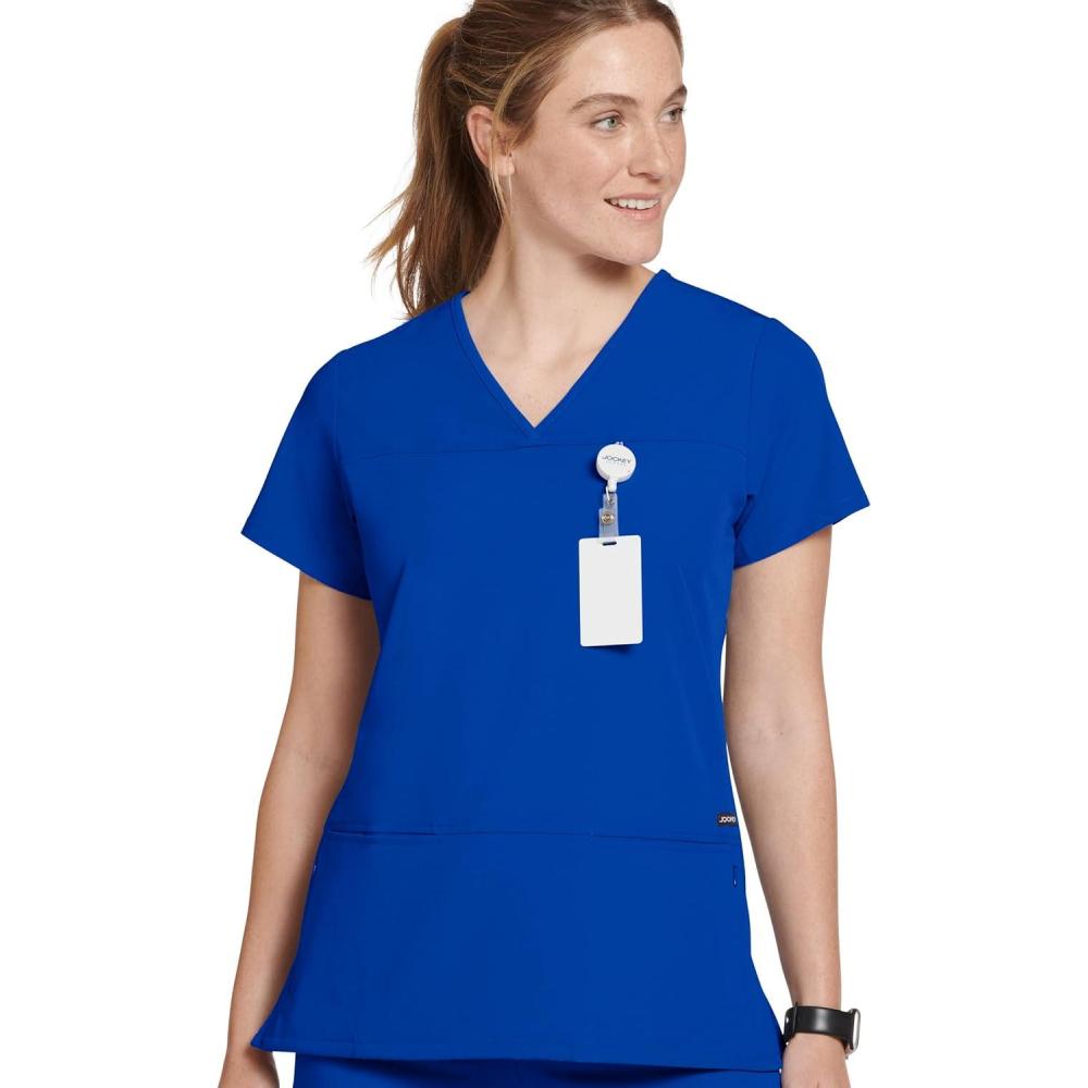 imageJockey Womens Scrubs Womens True Fit Crossover VNeck Scrub TopRoyal Blue