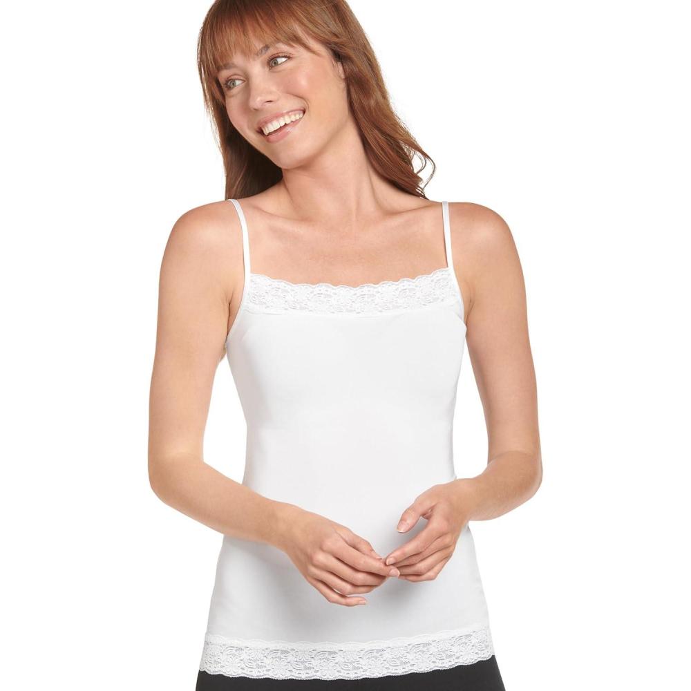 imageJockey Womens Shapewear Skimmies Ultralight Smoothing Lace CamiWhite