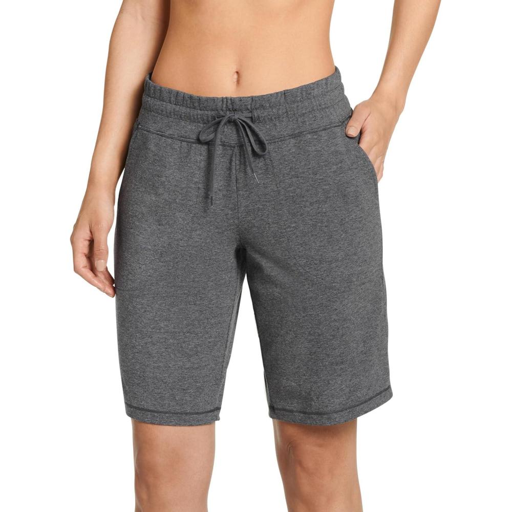 imageJockey Womens Sleepwear Cotton Stretch Jersey 10quot Bermuda ShortCharcoal Grey Heather