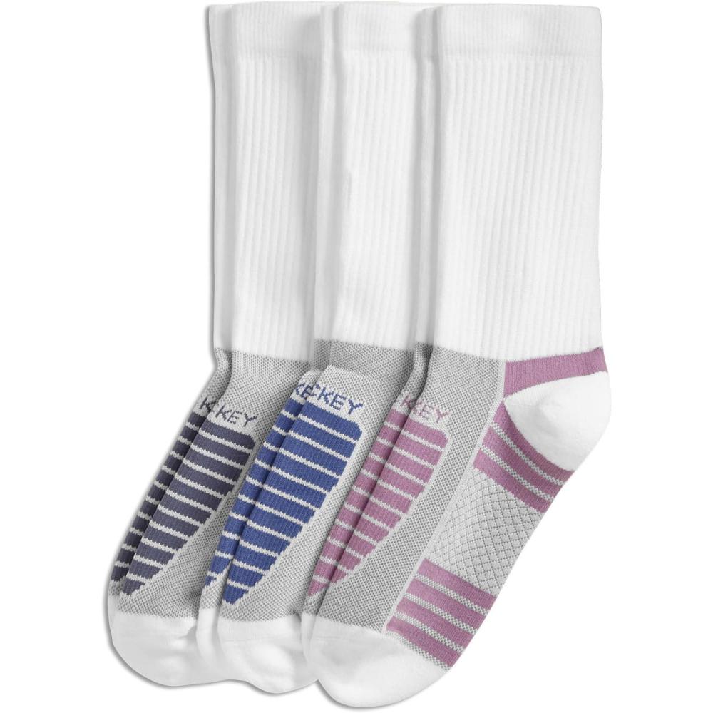 imageJockey Womens Socks Womens Sport Crew Socks  3 PackWhite on GreyWhite on DenimWhite on Lavender