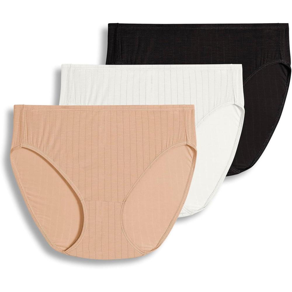 imageJockey Womens Underwear Classic French Cut  3 PackBlackIvoryLight