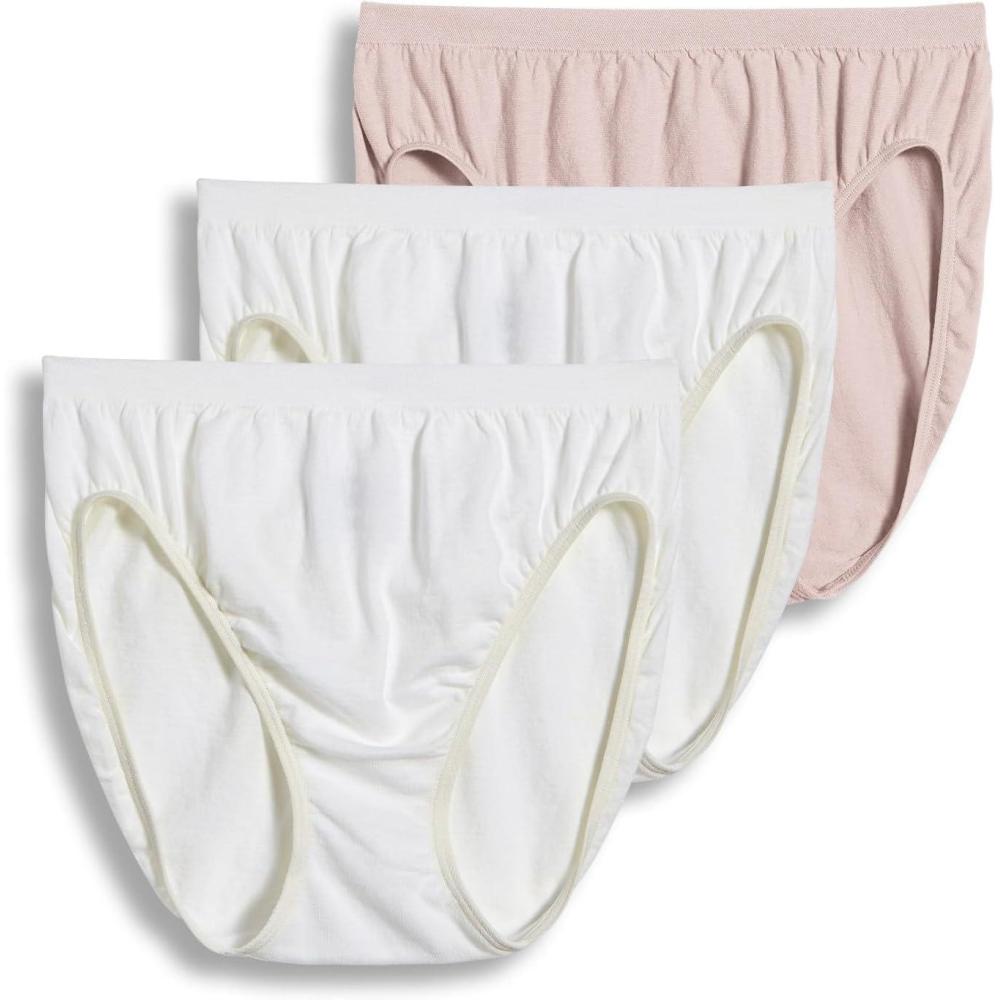 imageJockey Womens Underwear Comfies Microfiber French Cut  3 PackWhiteShellWhite