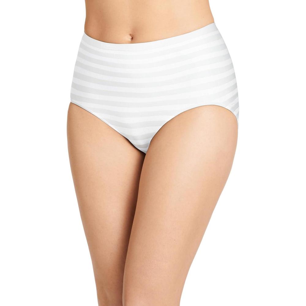 imageJockey Womens Underwear Matte ampamp Shine Seamfree Full Rise BriefWhite
