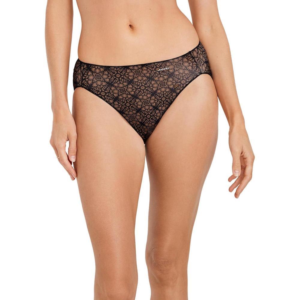 imageJockey Womens Underwear No Panty Line Promise Tactel Hi CutFawning Almond Geo