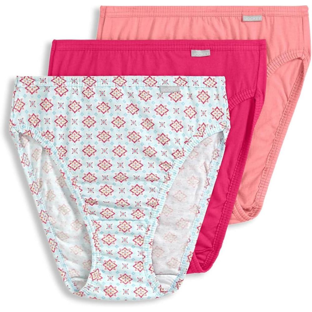 imageJockey Womens Underwear Plus Size Elance French Cut 3 PackSorbetGeoBerry Pink