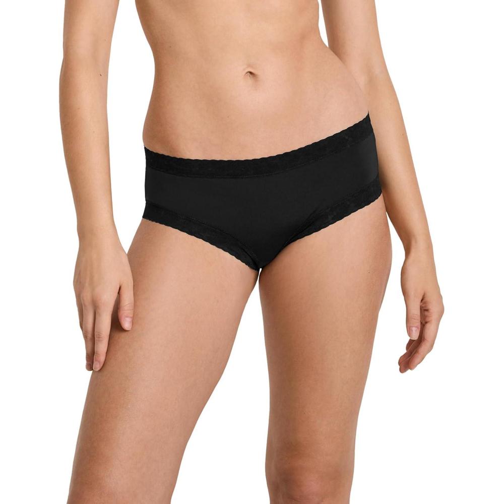 imageJockey Womens Underwear Soft Stretch Lace Microfiber HipsterBlack