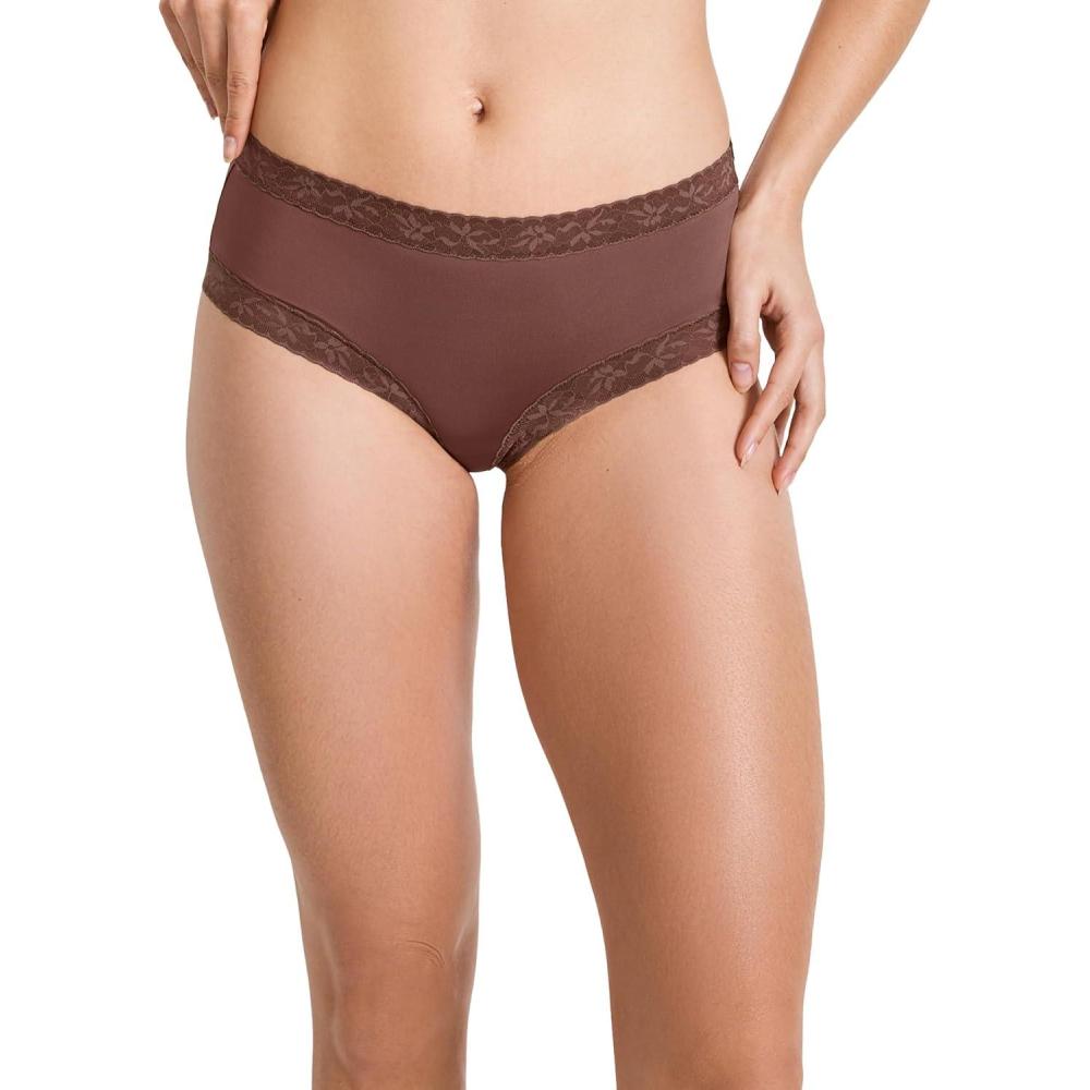 imageJockey Womens Underwear Soft Stretch Lace Microfiber HipsterTuscan Brown