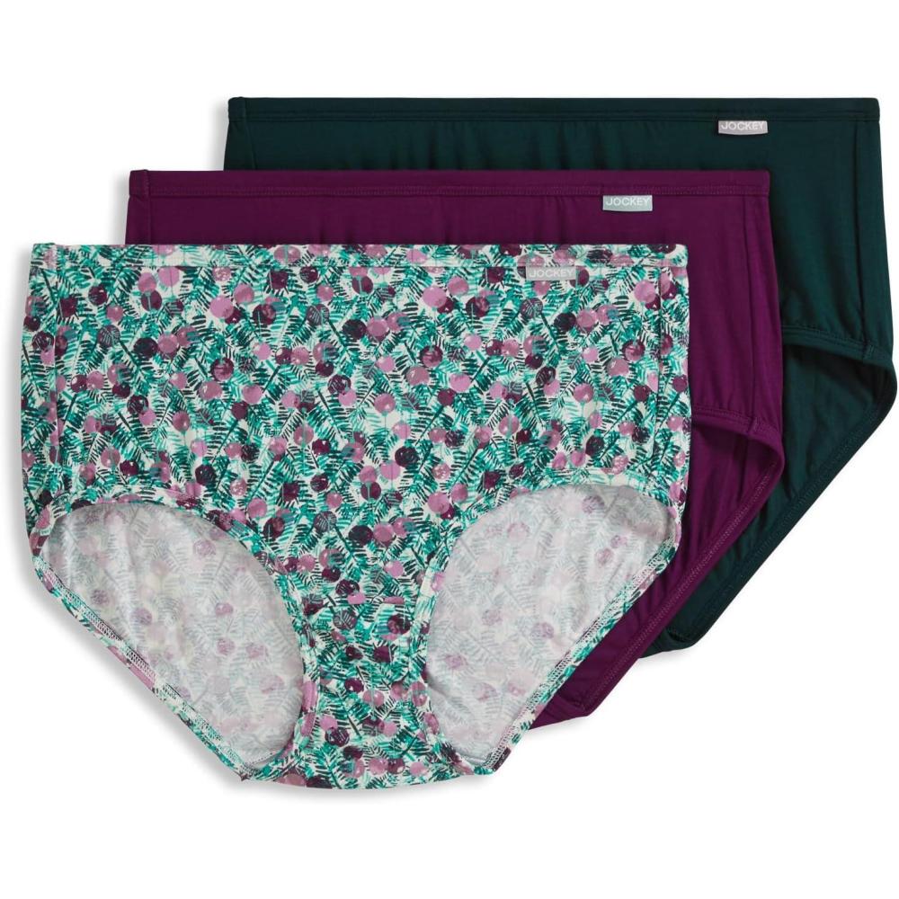 imageJockey Womens Underwear Supersoft Brief 3 PackPlumGreen