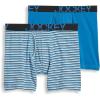 imageJockey Mens Underwear Big Man ActiveStretch Long Leg Boxer Brief  2 PackCool White and Blue StripeTurquoise Gem