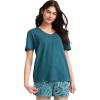 imageJockey Womens Sleepwear Organic Cotton Stretch Short Sleeve VNeck TopCurious Teal