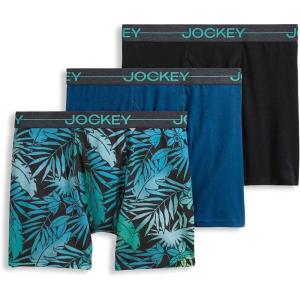 Jockey Boys’ Underwear Cotton Stretch Boxer Brief – 3 Pack(Azurite Sea/Ombre Tropics/Black)
