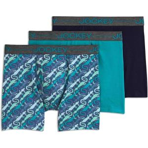 Jockey Boys’ Underwear Cotton Stretch Boxer Brief – 3 Pack(Lizard Geo/Northern Light/True Navy)