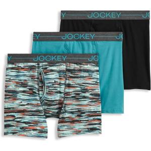Jockey Boys’ Underwear Cotton Stretch Boxer Brief – 3 Pack(Paradise Teal/Active Markings/Black)