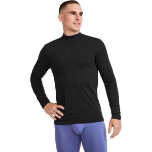Jockey Men’s Baselayer Cotton Stretch Long Sleeve Mock Neck Tee(Black)