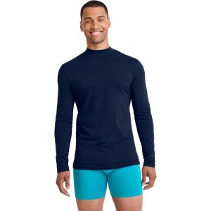 Jockey Men’s Baselayer Cotton Stretch Long Sleeve Mock Neck Tee(Navy)