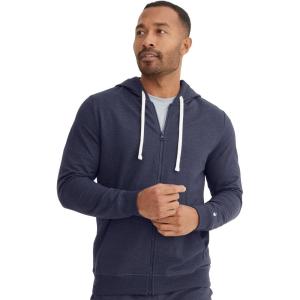 Jockey Men’s Loungewear Cotton Blend Fleece Full Zip Hoodie(True Navy Heather)