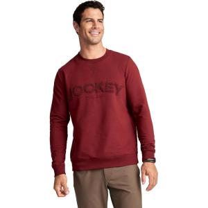 Jockey Men’s Loungewear Lightweight Cotton Blend Fleece Crew Sweatshirt(Deep Cranberry)