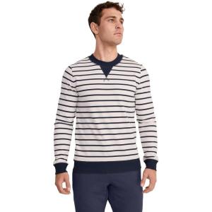 Jockey Men’s Loungewear Lightweight Cotton Blend Fleece Crew Sweatshirt(Seriously Stripe)
