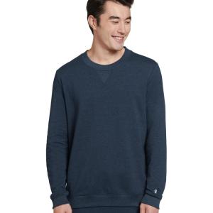 Jockey Men’s Loungewear Lightweight Cotton Blend Fleece Crew Sweatshirt(Thunder Blue Heather)