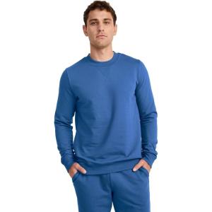 Jockey Men’s Loungewear Lightweight Cotton Blend Fleece Crew Sweatshirt(True Blue)