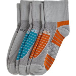 Jockey Men’s Socks Men’s Made in America* Quarter Socks – 3 Pack(Light Grey on Libby Teal/Light Grey/Light Grey on Orange)