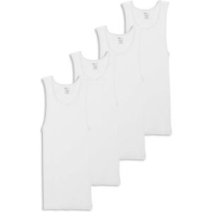 Jockey Men’s Undershirt 100% Cotton A-Shirt Tank – 4 Pack(White)