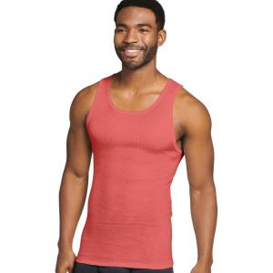 Jockey Men’s Undershirt 100% Cotton Big Man A-Shirt Tank – 3 Pack(Rough Sea Blue/Spiced Red/Ink Well)