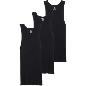 Jockey Men’s Undershirt 100% Cotton Tall Man A-Shirt Tank – 3 Pack(Black)