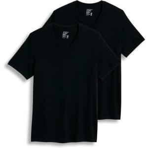 Jockey Men’s Undershirt Big Man Classic V-Neck Undershirt – 2 Pack(Black)