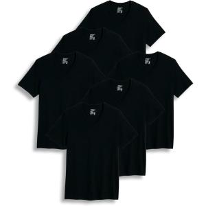 Jockey Men’s Undershirt Big & Tall Classic V-Neck Undershirt – 6 Pack(Black)