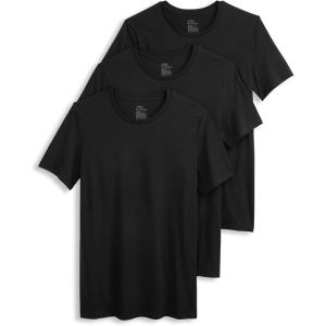 Jockey Men’s Undershirt Cotton Stretch Crew Neck Undershirt – 3 Pack(Black)