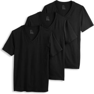Jockey Men’s Undershirt Cotton Stretch V-Neck Undershirt – 3 Pack(Black)