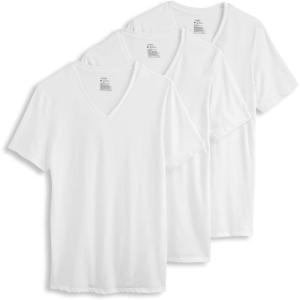 Jockey Men’s Undershirt Cotton Stretch V-Neck Undershirt – 3 Pack(Diamond White)