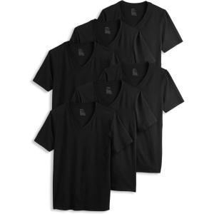 Jockey Men’s Undershirt Cotton Stretch V-Neck Undershirt – 6 Pack(Black)