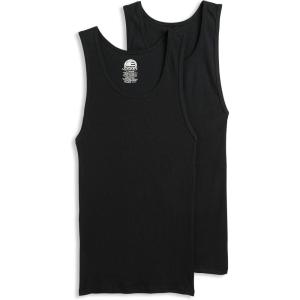 Jockey Men’s Undershirt Made in America 100% Cotton Tank – 2 Pack(Black)