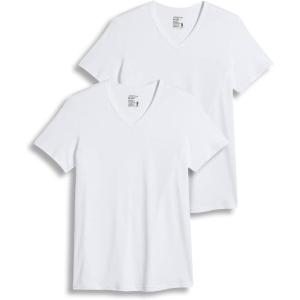 Jockey Men’s Undershirt Slim Fit Cotton Stretch V-Neck Undershirt – 2 Pack(White)