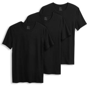 Jockey Men’s Undershirt Smooth Fit Cotton Stretch Crew Neck Undershirt – 3 Pack(Black)