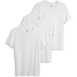 Jockey Men’s Undershirt Smooth Fit Cotton Stretch V-Neck Undershirt – 3 Pack(Diamond White)