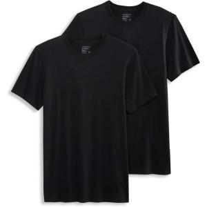 Jockey Men’s Undershirt Tall Man Made in America 100% Cotton V-Neck T-Shirt – 2 Pack(Black)