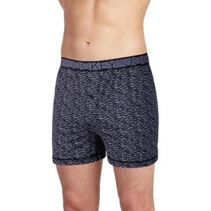 Jockey Men’s Underwear Active Microfiber 4.5″ Boxer(Funky Black and White Out)