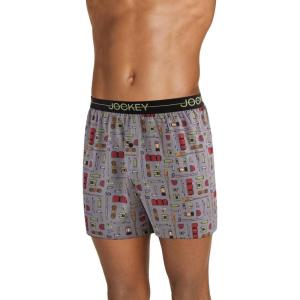 Jockey Men’s Underwear Active Microfiber 4.5″ Boxer(Organized Camping)