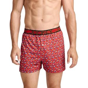 Jockey Men’s Underwear Active Microfiber 4.5″ Boxer(Red Lights)