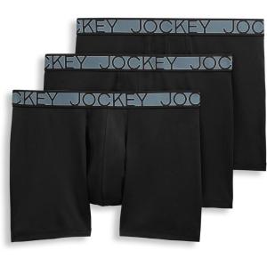 Jockey Men’s Underwear Active Microfiber 5″ Boxer Brief – 3 Pack(Black)