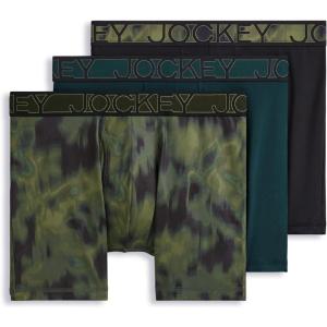 Jockey Men’s Underwear Active Microfiber 5″ Boxer Brief – 3 Pack(Black Spruce)