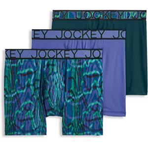 Jockey Men’s Underwear Active Microfiber 5″ Boxer Brief – 3 Pack(Future Dusk/Dark Psychedelic/Ocean Sky)