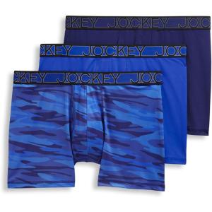 Jockey Men’s Underwear Active Microfiber 5″ Boxer Brief – 3 Pack(Majestic Blue/Oceanic Camo/Brilliant Blue)