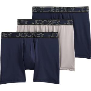 Jockey Men’s Underwear Active Microfiber 5″ Boxer Brief – 3 Pack(Navy/Quartz/Navy)