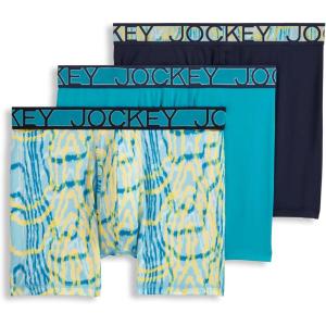 Jockey Men’s Underwear Active Microfiber 5″ Boxer Brief – 3 Pack(Northern Light/Psychedelic/True Navy)