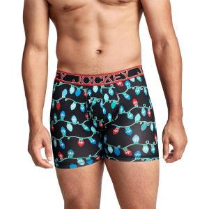 Jockey Men’s Underwear Active Microfiber 5″ Boxer Brief(Black Lights)